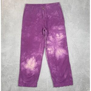 Vintage Levis Dry Goods Mens Purple Tie Dye Cargo Pants 34x30 Distressed Utility